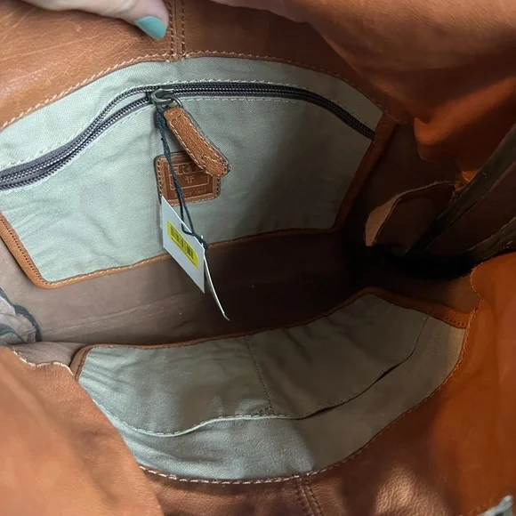 Frye Tan Leather Fringe Shoulder Bag